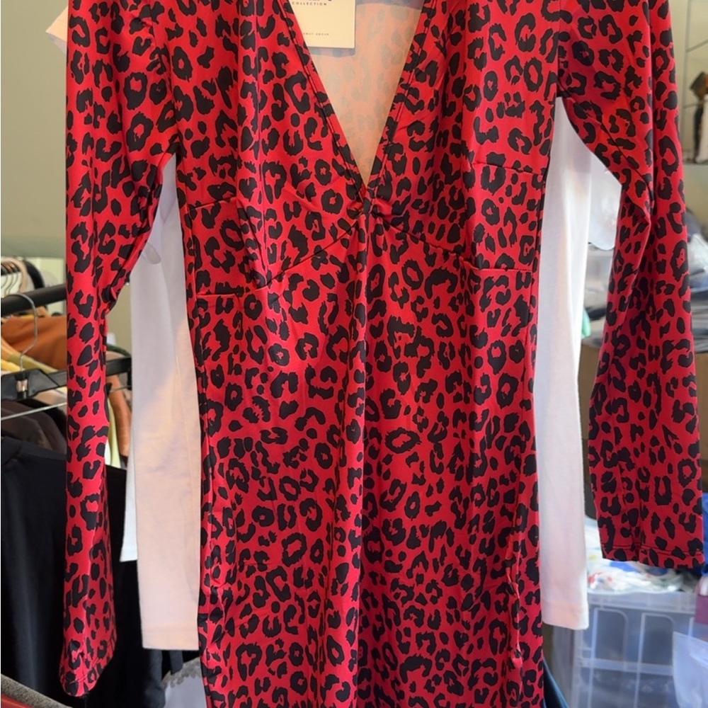 Leopard Print Red Jacket